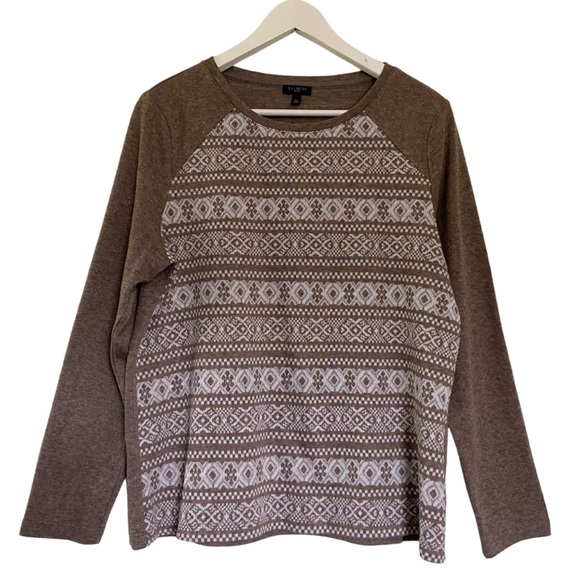 Talbots Pullover Crew Neck Sweater Geometric Patterned Size Lp - Picture 1 of 12